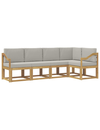 Set di divani da esterno 5 pcs Bianco e Grigio Chiaro