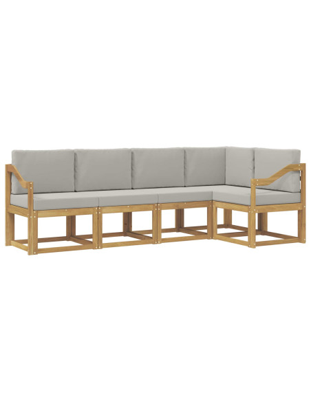 Set di divani da esterno 5 pcs Bianco e Grigio Chiaro