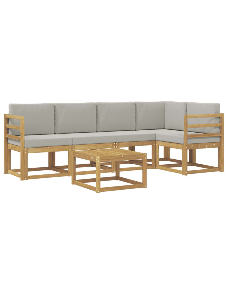 Set di divani da esterno 6 pcs Bianco e Grigio Chiaro