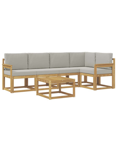 Set di divani da esterno 6 pcs Bianco e Grigio Chiaro