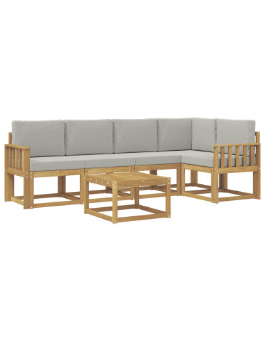 Set di divani da esterno 6 pcs Bianco e Grigio Chiaro