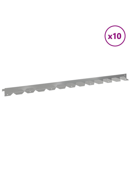 Bordura per Prato 10 pcs 102 x 4 x 4 cm Acciaio Argento