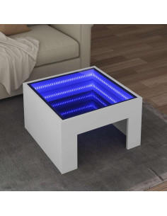 Tavolino da Salotto con LED Infinity Bianco 50x50x30 cm