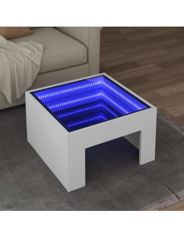 Tavolino da Salotto con LED Infinity Bianco 50x50x30 cm