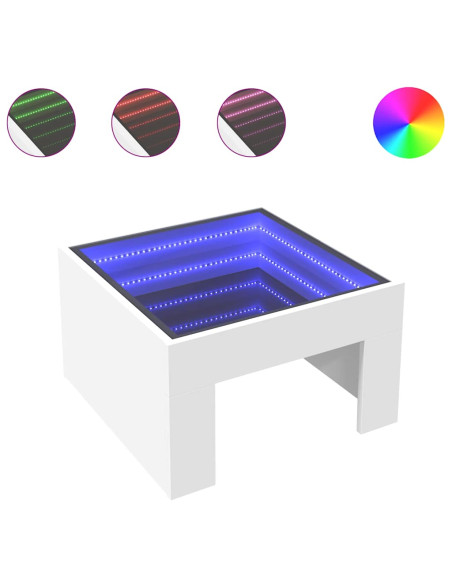 Tavolino da Salotto con LED Infinity Bianco 50x50x30 cm