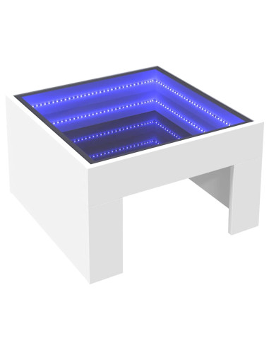 Tavolino da Salotto con LED Infinity Bianco 50x50x30 cm
