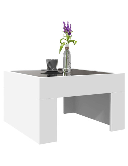 Tavolino da Salotto con LED Infinity Bianco 50x50x30 cm