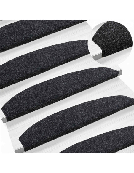Tappetini per scale autoadesivi 15 pcs Nero 80 x 24,5 x 3,5 cm
