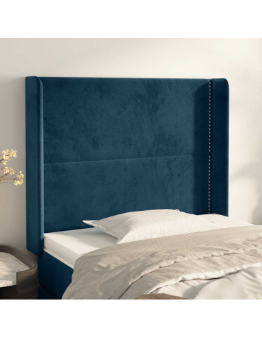Testiera ad Orecchio Blu Scuro 103x16x118/128 cm in Velluto