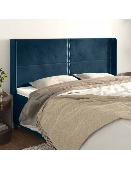 Testiera ad Orecchio Blu Scuro 203x23x118/128 cm in Velluto