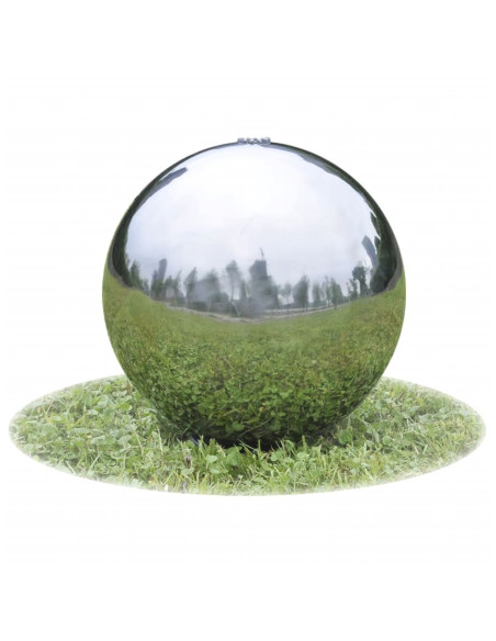 Fontana da Giardino a Sfera con LED in Acciaio Inox 20 cm