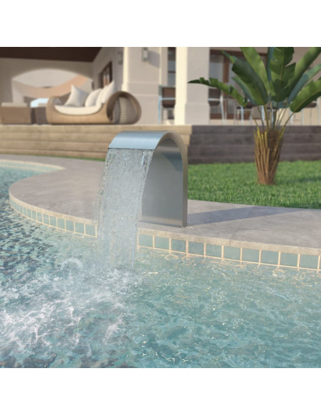 Fontana per Piscina in Acciaio Inossidabile 45x30x65 cm Argento