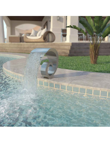 Fontana per Piscina in Acciaio Inossidabile 50x30x53 cm Argento