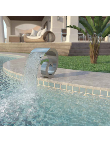Fontana per Piscina in Acciaio Inossidabile 50x30x53 cm Argento
