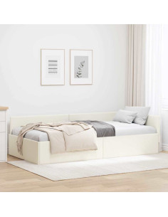 Cornice del letto ad angolo Crema 80 cm x 200 cm Velluto