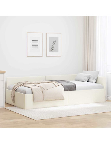 Cornice del letto ad angolo Crema 80 cm x 200 cm Velluto