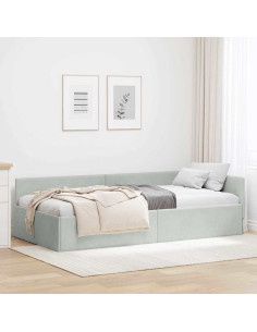 Cornice del letto ad angolo Grigio chiaro 100 cm x 200 cm