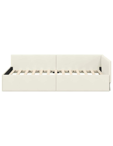 Cornice del letto ad angolo Crema 80 cm x 200 cm Velluto