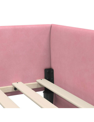 Cornice del letto ad angolo Rosa 90 cm x 190 cm Velluto