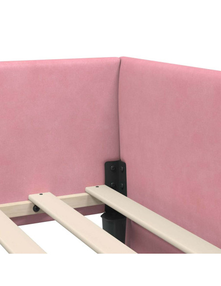 Cornice del letto ad angolo Rosa 90 cm x 200 cm Velluto