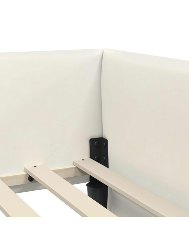 Cornice del letto ad angolo Crema 90 cm x 200 cm Velluto