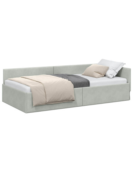 Cornice del letto ad angolo Grigio chiaro 100 cm x 200 cm