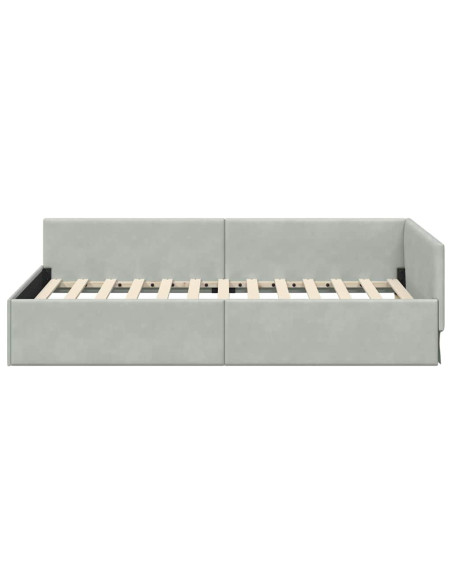 Cornice del letto ad angolo Grigio chiaro 100 cm x 200 cm
