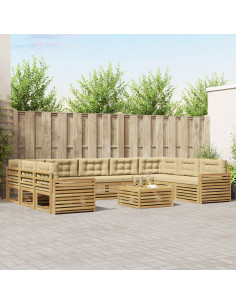 Set di divani da esterno 10 pcs Bianco e Beige