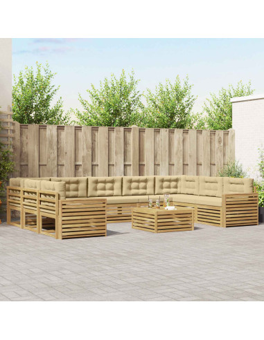 Set di divani da esterno 10 pcs Bianco e Beige