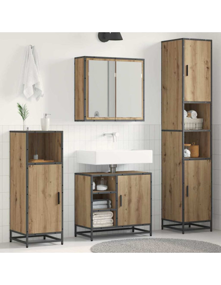 Set di mobili per il bagno con porta 3 pcs Rovere artigianale