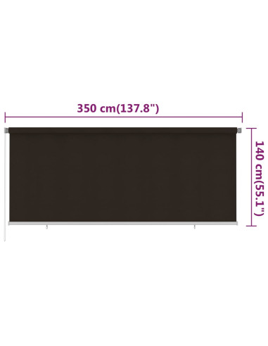 Tenda a Rullo per Esterni 350x140 cm Marrone HDPE