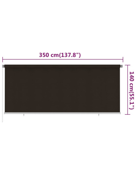 Tenda a Rullo per Esterni 350x140 cm Marrone HDPE