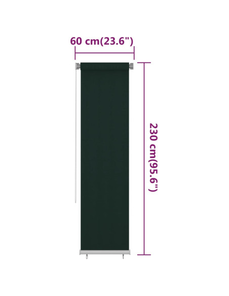 Tenda a Rullo per Esterni 60x230 cm Verde Scuro HDPE