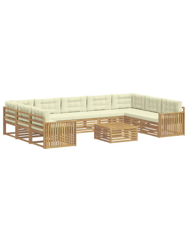 Set di divani da esterno 10 pcs Bianco e Crema