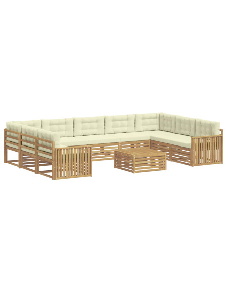 Set di divani da esterno 10 pcs Bianco e Crema
