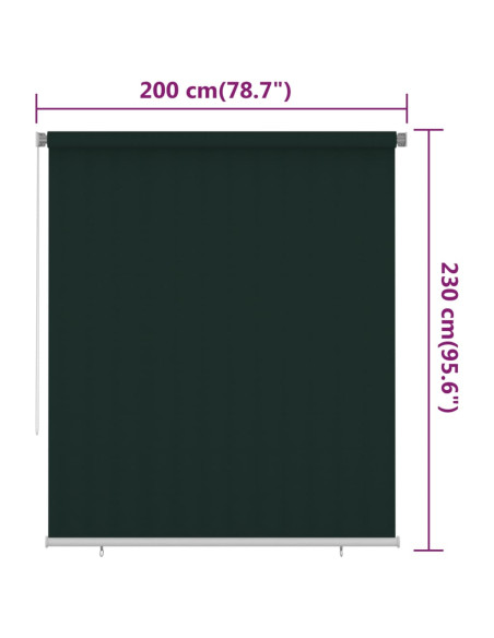 Tenda a Rullo per Esterni 200x230 cm Verde Scuro HDPE
