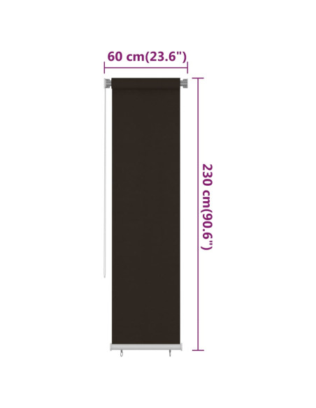 Tenda a Rullo per Esterni 60x230 cm Marrone HDPE