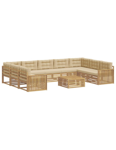 Set di divani da esterno 10 pcs Bianco e Beige