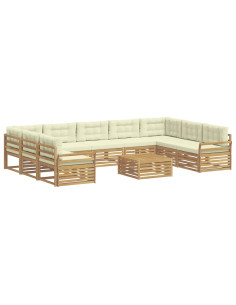 Set di divani da esterno 10 pcs Bianco e Crema 2