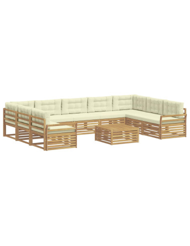 Set di divani da esterno 10 pcs Bianco e Crema