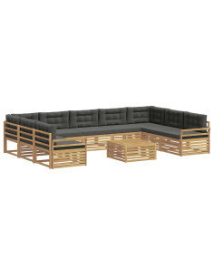 Set di divani da esterno 10 pcs Bianco e Antracite 2