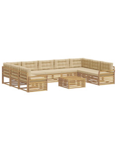 Set di divani da esterno 10 pcs Bianco e Beige 2