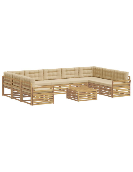Set di divani da esterno 10 pcs Bianco e Beige