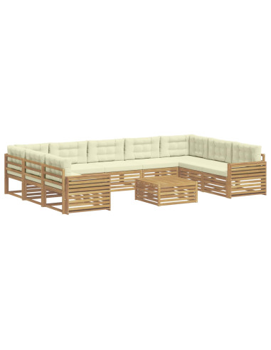 Set di divani da esterno 10 pcs Bianco e Crema
