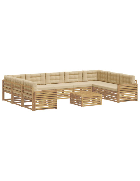 Set di divani da esterno 10 pcs Bianco e Beige