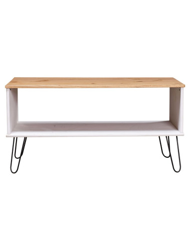 Tavolino New York Bianco e Naturale Legno Massello di Pino