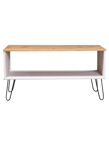 Tavolino New York Bianco e Naturale Legno Massello di Pino