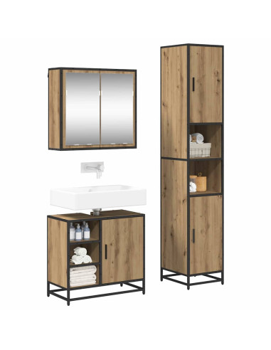 Set di mobili per il bagno con porta 3 pcs Rovere artigianale