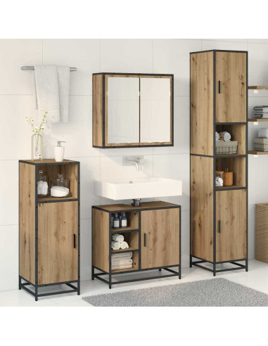 Set di mobili per il bagno con porta 3 pcs Rovere artigianale