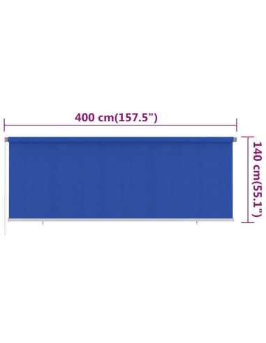 Tenda a Rullo per Esterni 400x140 cm Blu HDPE